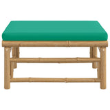 Garden Footstool with Green Cushion Bamboo - Top-Down View