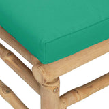 Garden Footstool with Green Cushion Bamboo - 45-Degree Angle