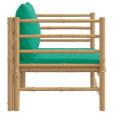 Garden Sofa with Green Cushions Bamboo - Top-Down View