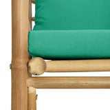 Garden Sofa with Green Cushions Bamboo