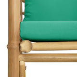 Garden Sofa with Green Cushions Bamboo - Rear View