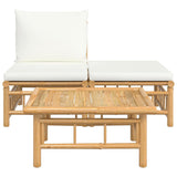3 Piece Garden Lounge Set with Cream White Cushions Bamboo - Side View
