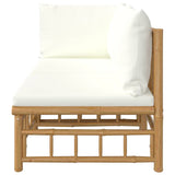2 Piece Garden Lounge Set with Cream White Cushions Bamboo - Top-Down View