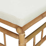 2 Piece Garden Lounge Set with Cream White Cushions Bamboo - Low Angle