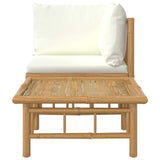 2 Piece Garden Lounge Set with Cream White Cushions Bamboo - Top-Down View