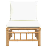 Garden Middle Sofa with Cream White Cushions Bamboo - Side View