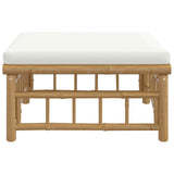 Garden Footstool with Cream White Cushion Bamboo - Top-Down View