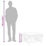 Garden Footstool with Cream White Cushion Bamboo - Close-Up Angle