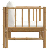 Garden Sofa with Cream White Cushions Bamboo - Top-Down View