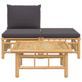 3 Piece Garden Lounge Set with Dark Grey Cushions Bamboo - Side View