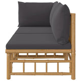 2 Piece Garden Lounge Set with Dark Grey Cushions Bamboo - Top-Down View