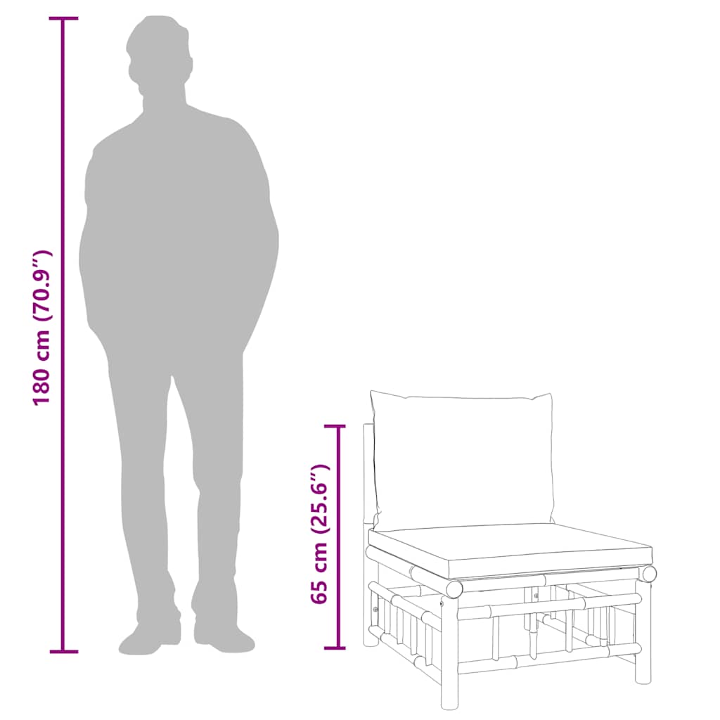 2 Piece Garden Lounge Set with Dark Grey Cushions Bamboo