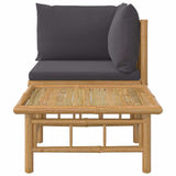 2 Piece Garden Lounge Set with Dark Grey Cushions Bamboo - Top-Down View