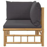 Garden Corner Sofa with Dark Grey Cushions Bamboo - Top-Down View