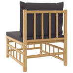 Garden Middle Sofa with Dark Grey Cushions Bamboo