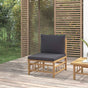 Garden Middle Sofa with Dark Grey Cushions Bamboo