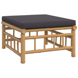 Garden Footstool with Dark Grey Cushion Bamboo