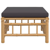 Garden Footstool with Dark Grey Cushion Bamboo - Side View