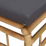 Garden Footstool with Dark Grey Cushion Bamboo - 45-Degree Angle