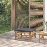 Garden Footstool with Dark Grey Cushion Bamboo