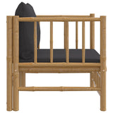 Garden Sofa with Dark Grey Cushions Bamboo - Top-Down View