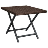 Folding Table Brown 45x35x32 cm Poly Rattan - Front View