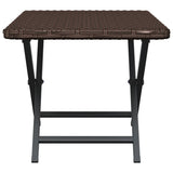 Folding Table Brown 45x35x32 cm Poly Rattan - Top-Down View