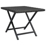 Folding Table Black 45x35x32 cm Poly Rattan - Front View