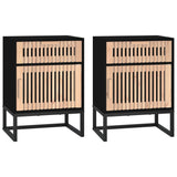 Bedside Cabinets 2 pcs Black 40x30x55.5 cm Engineered Wood&Iron - Front View