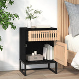 Bedside Cabinets 2 pcs Black 40x30x55.5 cm Engineered Wood&Iron - 45-Degree Angle