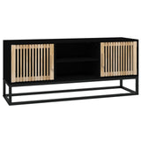TV Cabinet Black 105x30x45 cm Engineered Wood and Iron - Front View