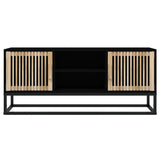 TV Cabinet Black 105x30x45 cm Engineered Wood and Iron - Side View