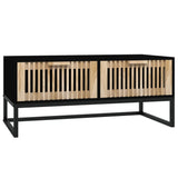 Coffee Table Black 80x40x35 cm Engineered Wood and Iron - Front View
