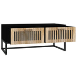 Coffee Table Black 80x40x35 cm Engineered Wood and Iron - 45-Degree Angle