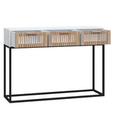 Console Table White 105x30x75 cm Engineered Wood and Iron - 45-Degree Angle
