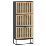 Shoe Cabinet Black 52x25x120 cm Engineered Wood - Front View