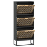 Shoe Cabinet Black 52x25x120 cm Engineered Wood - Rear View