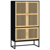 Highboard Black 70x35x125 cm Engineered Wood - Front View