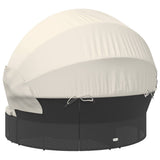 Outdoor Lounge Bed with Canopy and Cushions Black Poly Rattan