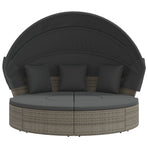 Outdoor Lounge Bed with Canopy and Cushions Grey Poly Rattan