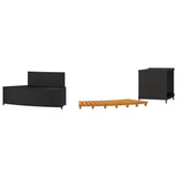 Hot Tub Surround Black Poly Rattan and Solid Wood Acacia - 45-Degree Angle