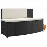 Hot Tub Surround Black Poly Rattan and Solid Wood Acacia - Close-Up Angle