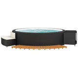 Hot Tub Surround Black Poly Rattan and Solid Wood Acacia - Side View