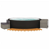 Hot Tub Surround Grey Poly Rattan and Solid Wood Acacia - Side View