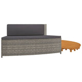 Hot Tub Surround Grey Poly Rattan and Solid Wood Acacia - Close-Up Angle