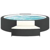 Spa Benches with Cushions 2 pcs Black Poly Rattan - Side View