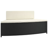 Spa Benches with Cushions 2 pcs Black Poly Rattan - Top-Down View