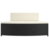 Spa Benches with Cushions 2 pcs Black Poly Rattan - 45-Degree Angle