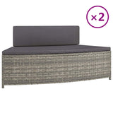 Spa Benches with Cushions 2 pcs Grey Poly Rattan - Front View