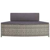 Spa Benches with Cushions 2 pcs Grey Poly Rattan - 45-Degree Angle